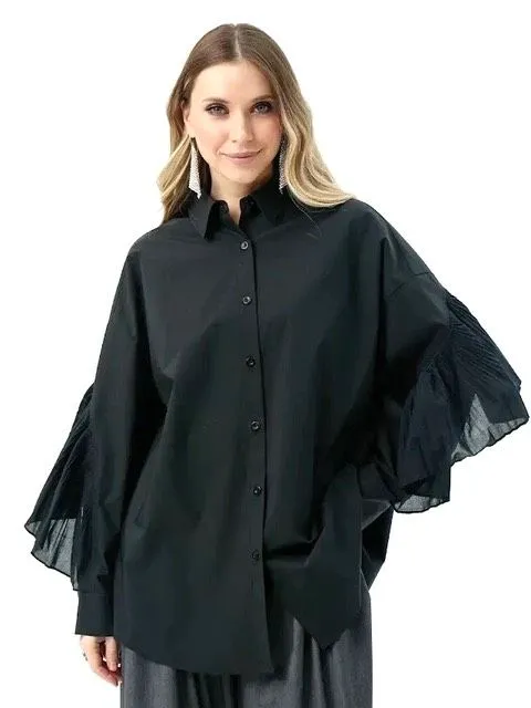 Рубашка женская TUFFONI 8427063 ЧЕРНЫЙ OVERSIZE